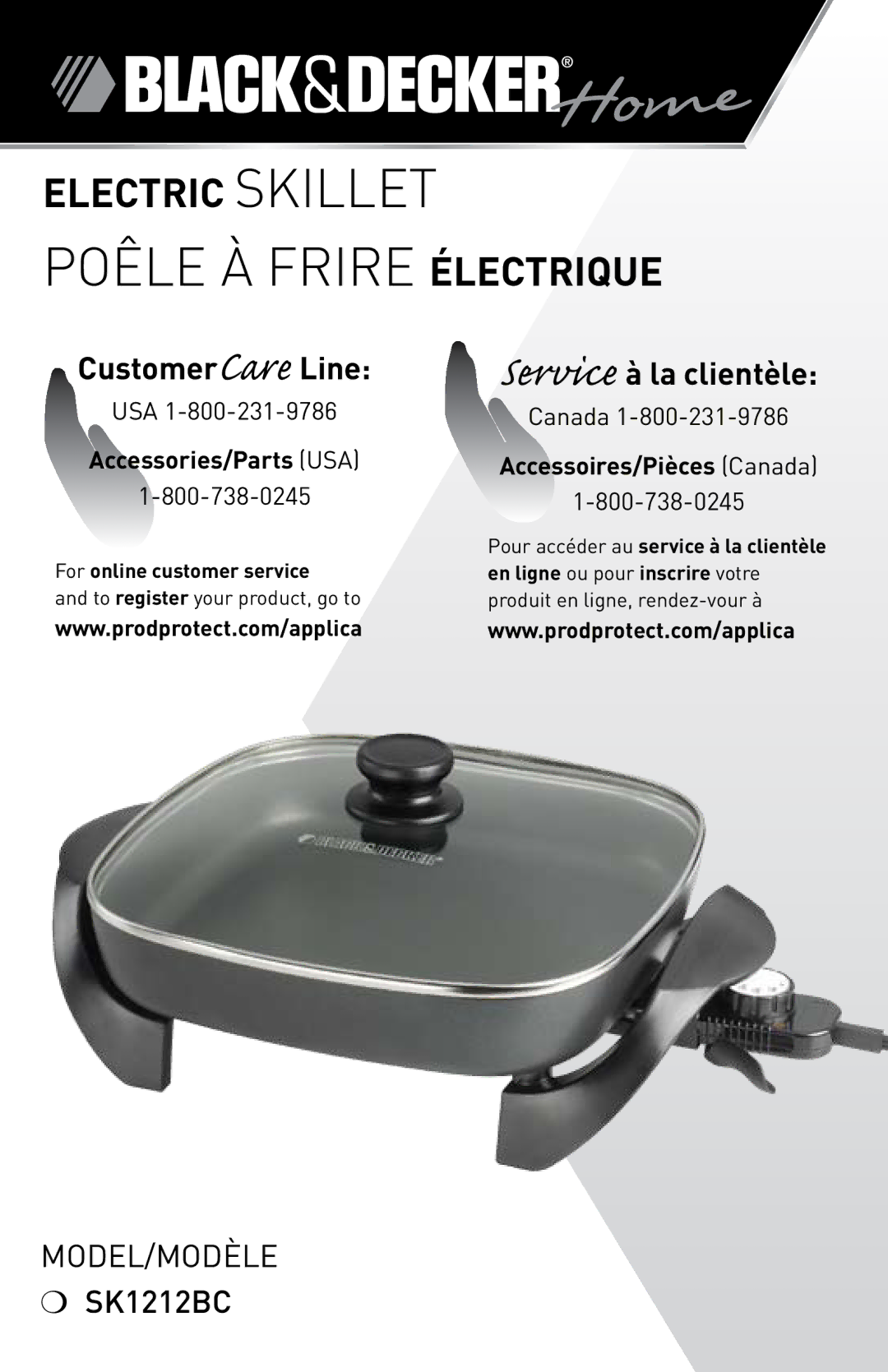 Black & Decker SK1212BC manual Poêle À Frire Électrique, Electric Skillet 