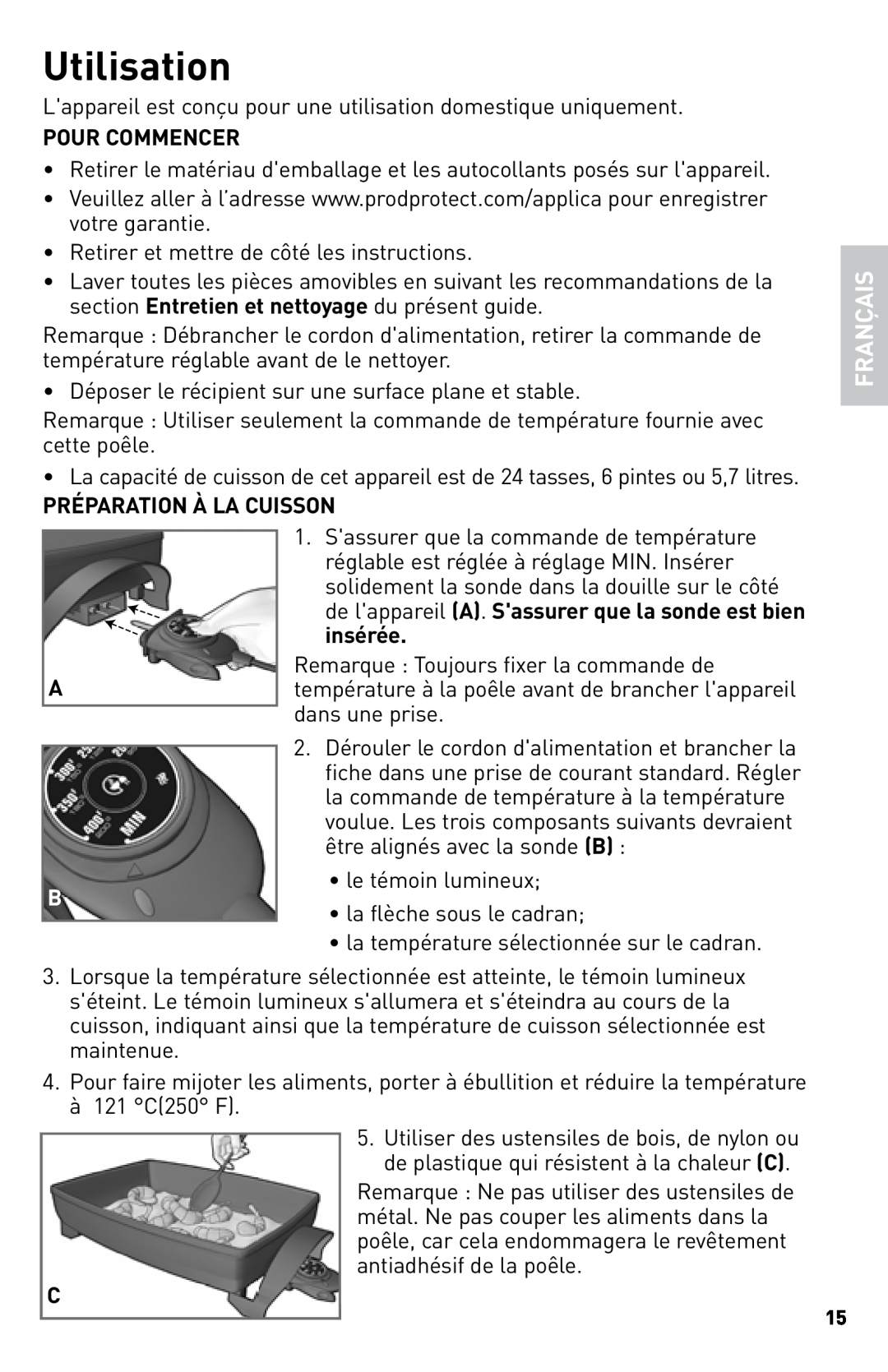 Black & Decker SKG110C manual Utilisation, Français 