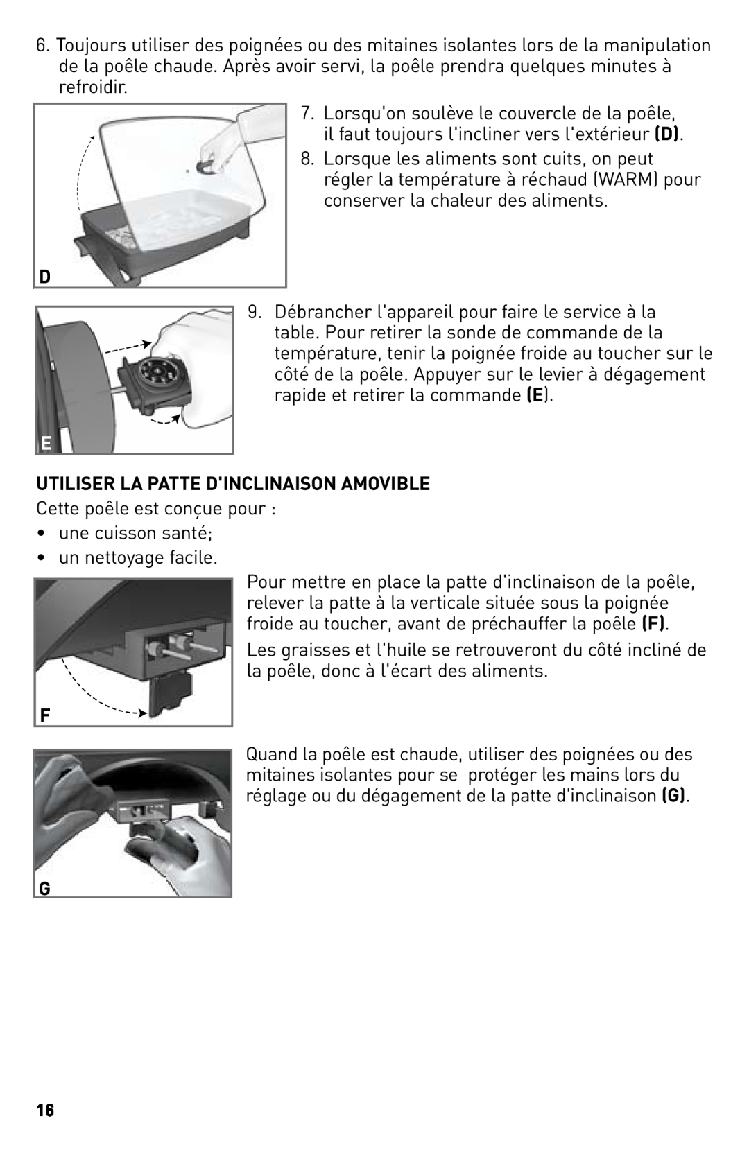 Black & Decker SKG110C manual Utiliser La Patte Dinclinaison Amovible 