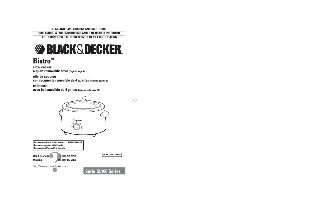 Black & Decker SL100 manual Read And Save This Use And Care Book, Por Favor Lea Este Instructivo Antes De Usar El Producto 