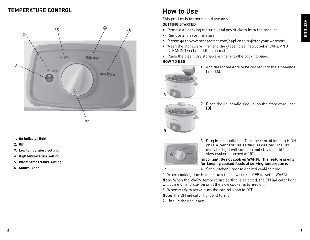 Black & Decker SL5385C manual How to Use, Temperature Control, Getting Started, HOW to USE 