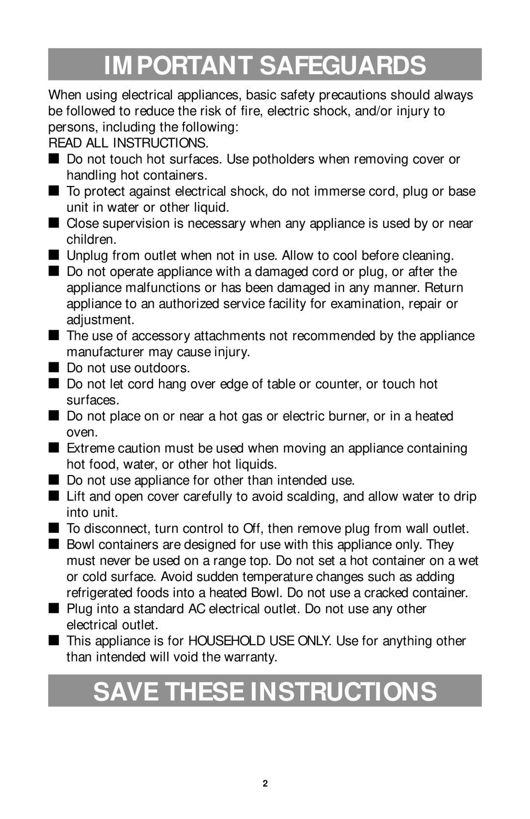 Black & Decker SLO400 Series manual Important Safeguards, Save These Instructions 