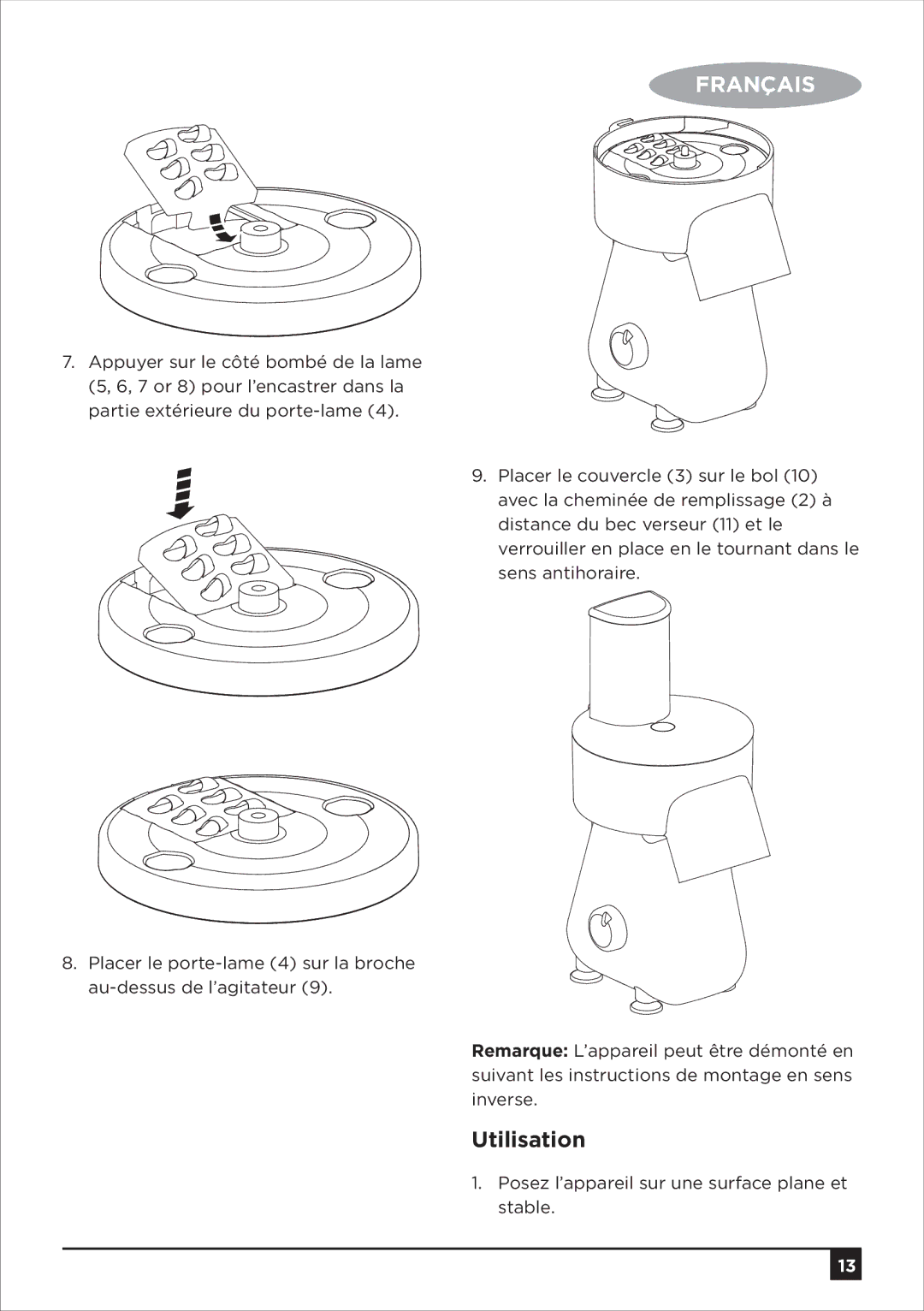 Black & Decker SM250 manual Utilisation 