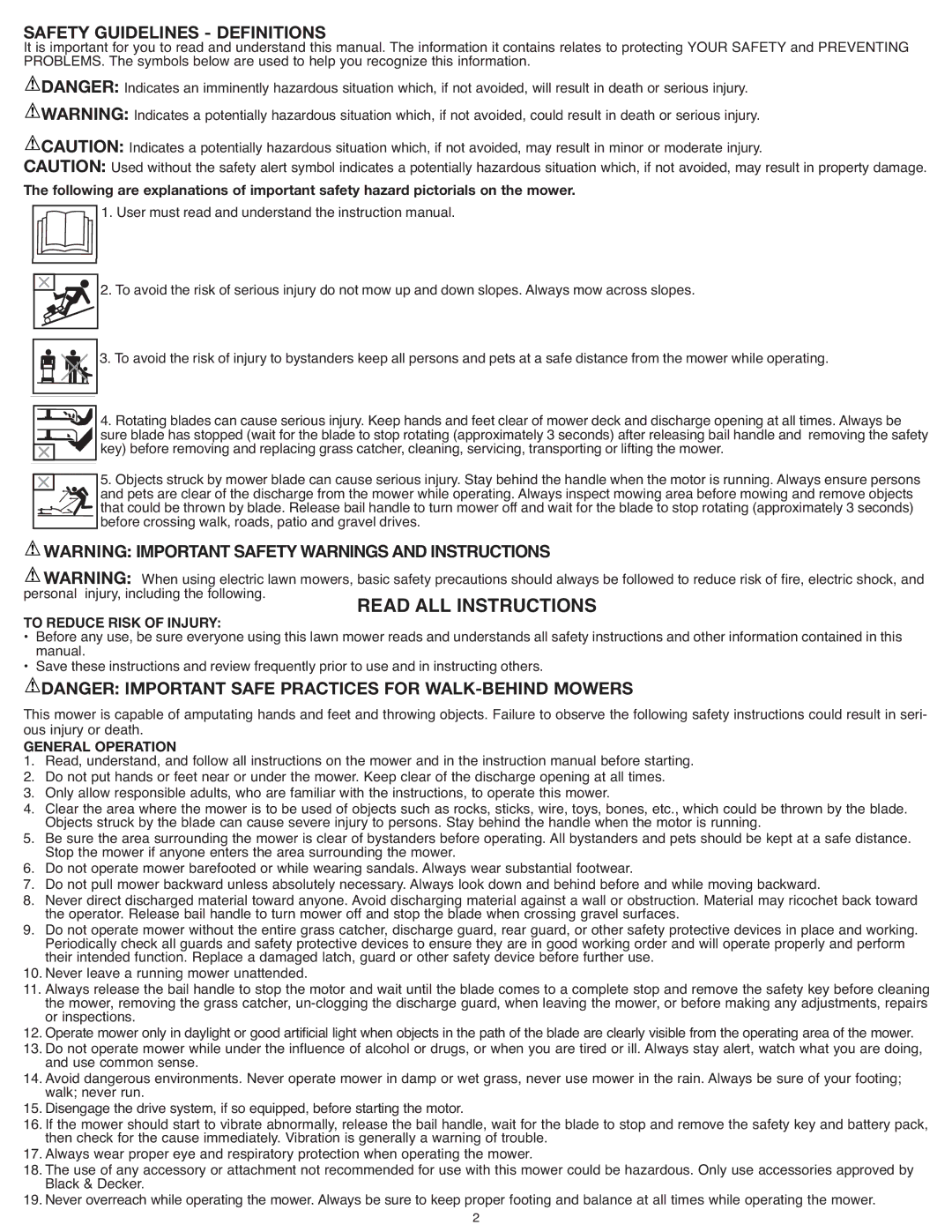 Black & Decker SPCM1936, CM1936Z instruction manual Read ALL Instructions, To Reduce Risk of Injury 