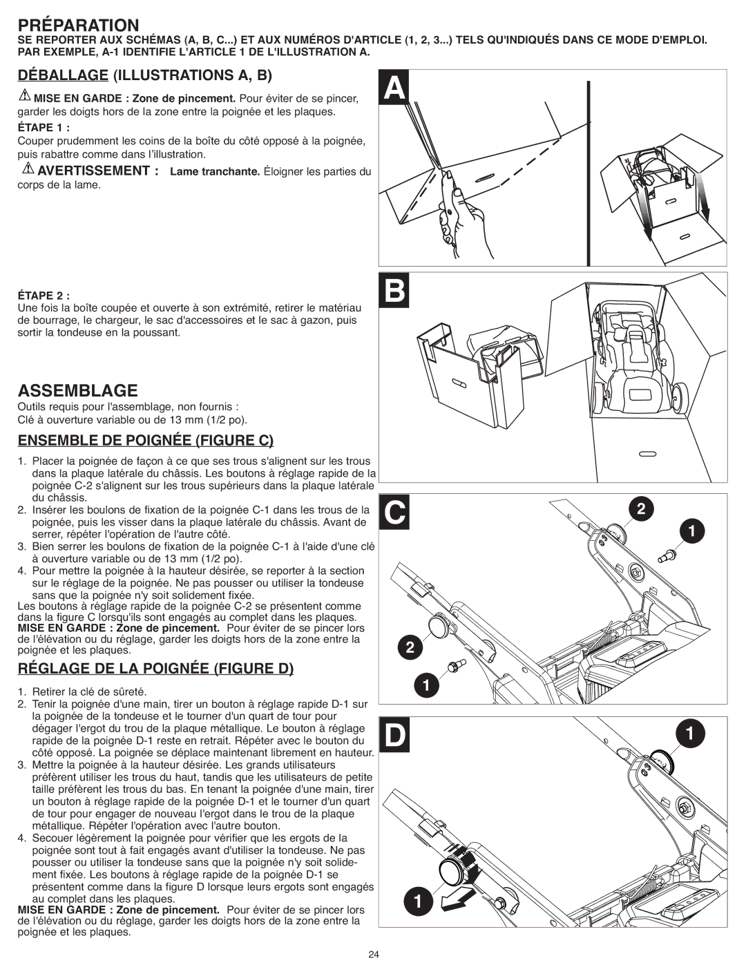 Black & Decker SPCM1936, CM1936Z Préparation, Assemblage, Déballage Illustrations A, B, Ensemble DE Poignée Figure C 