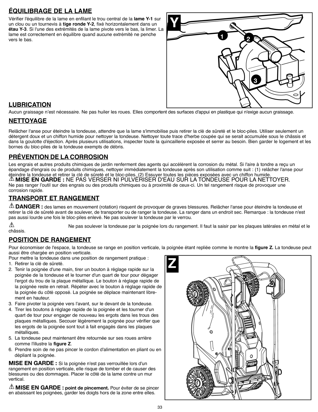 Black & Decker CM1936Z, SPCM1936 Équilibrage DE LA Lame, Nettoyage, Prévention DE LA Corrosion, Transport ET Rangement 