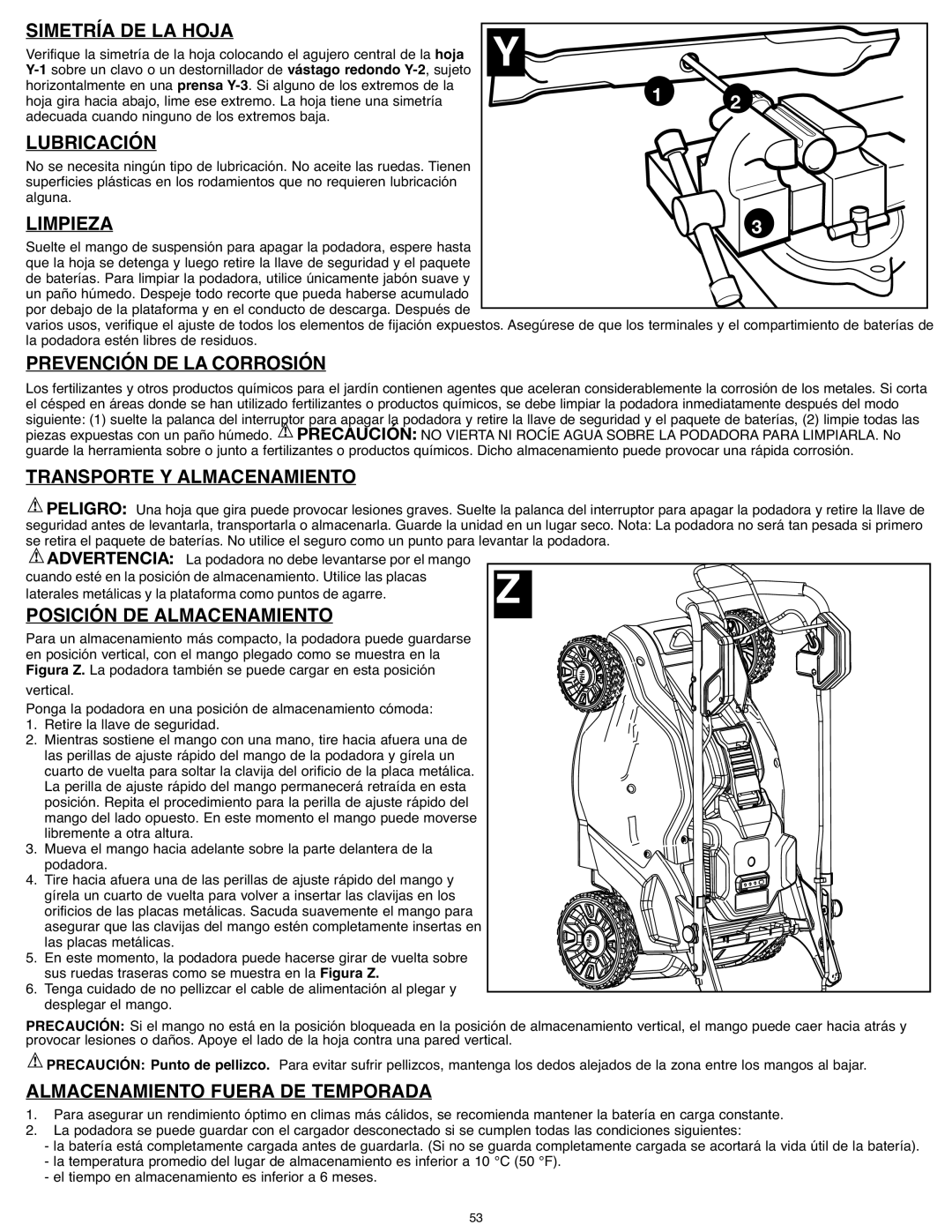 Black & Decker CM1936Z Simetría DE LA Hoja, Lubricación, Limpieza, Prevención DE LA Corrosión, Transporte Y Almacenamiento 