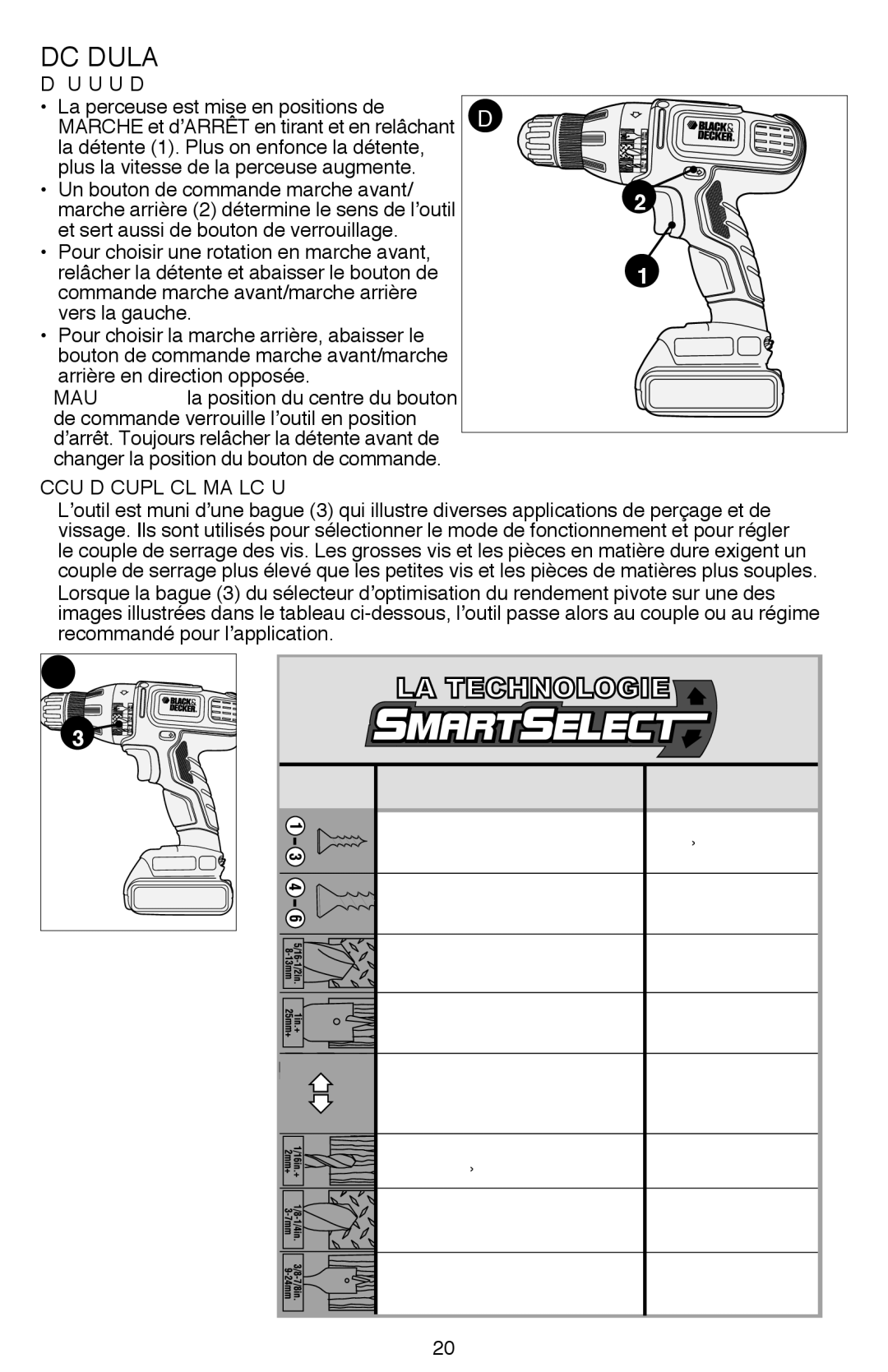 Black & Decker SSL16 (16V MAX*), SSL20SBR Directives D’UTILISATION, Détente ET Bouton Inverseur Figure D 