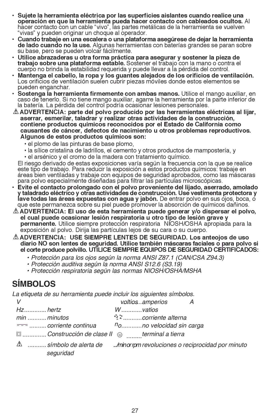 Black & Decker SSL20SBR, SSL16 (16V MAX*) instruction manual Símbolos 