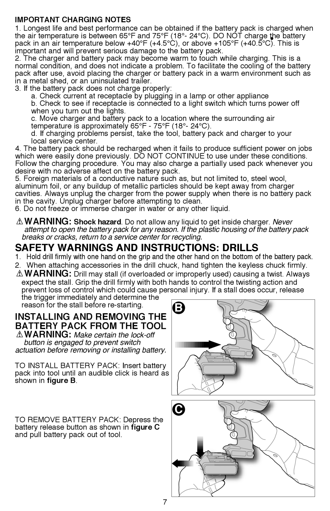 Black & Decker SSL20SBR, SSL16 Installing and Removing Battery Pack From the Tool, Important Charging Notes 