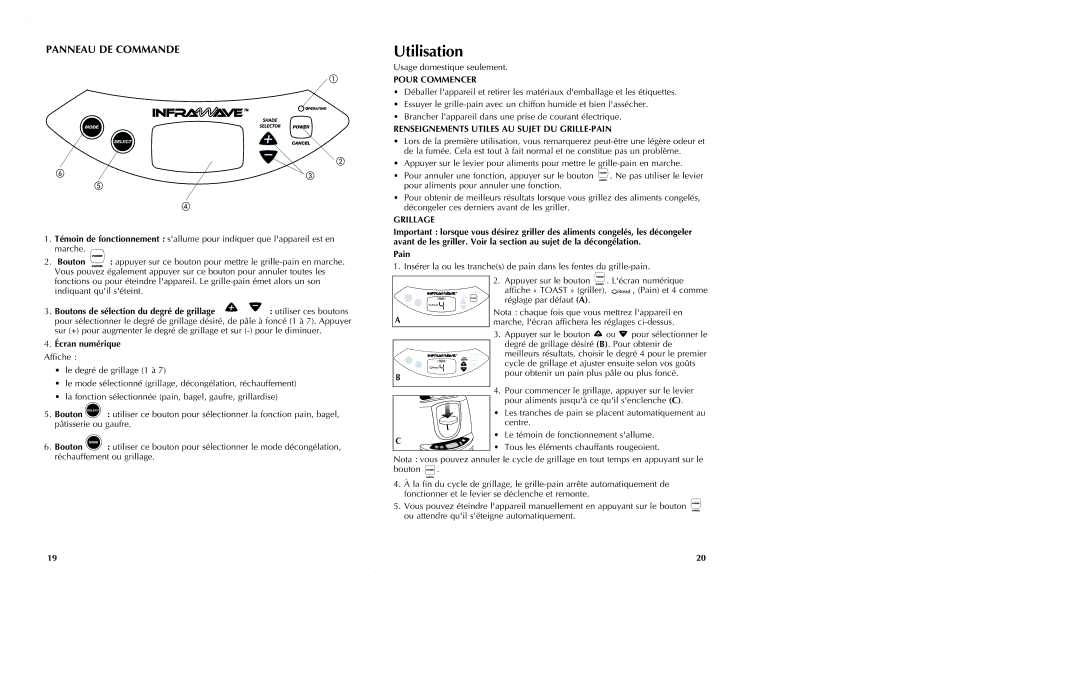 Black & Decker ST2000 manual Utilisation, Pour Commencer, Renseignements Utiles AU Sujet DU GRILLE-PAIN, Grillage 