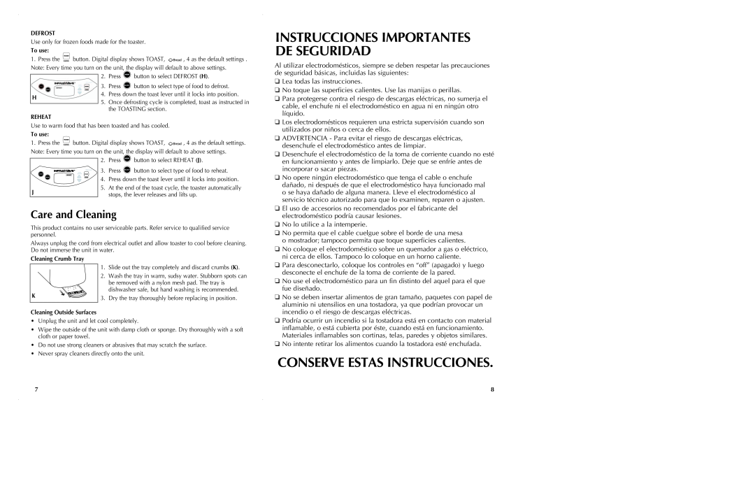 Black & Decker ST2000 manual Care and Cleaning, Instrucciones Importantes De Seguridad, Conserve Estas Instrucciones 