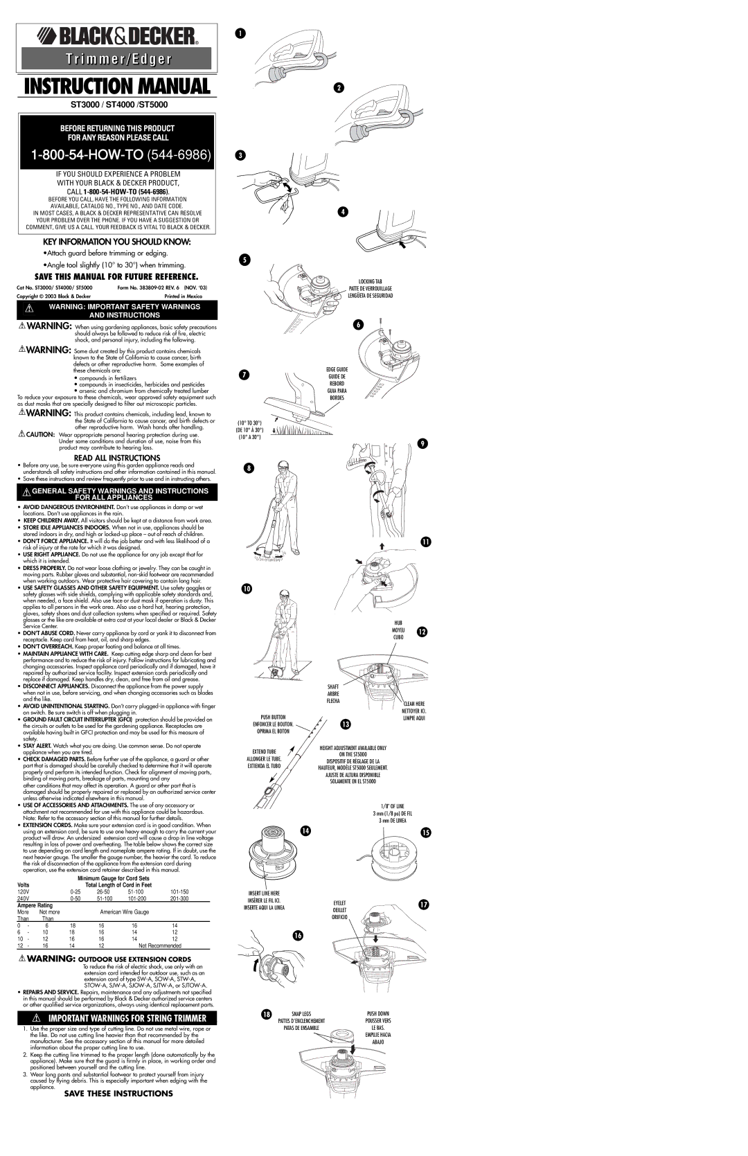 Black & Decker ST3000 / ST4000 /ST5000 instruction manual Before Returning this Product For ANY Reason Please Call 