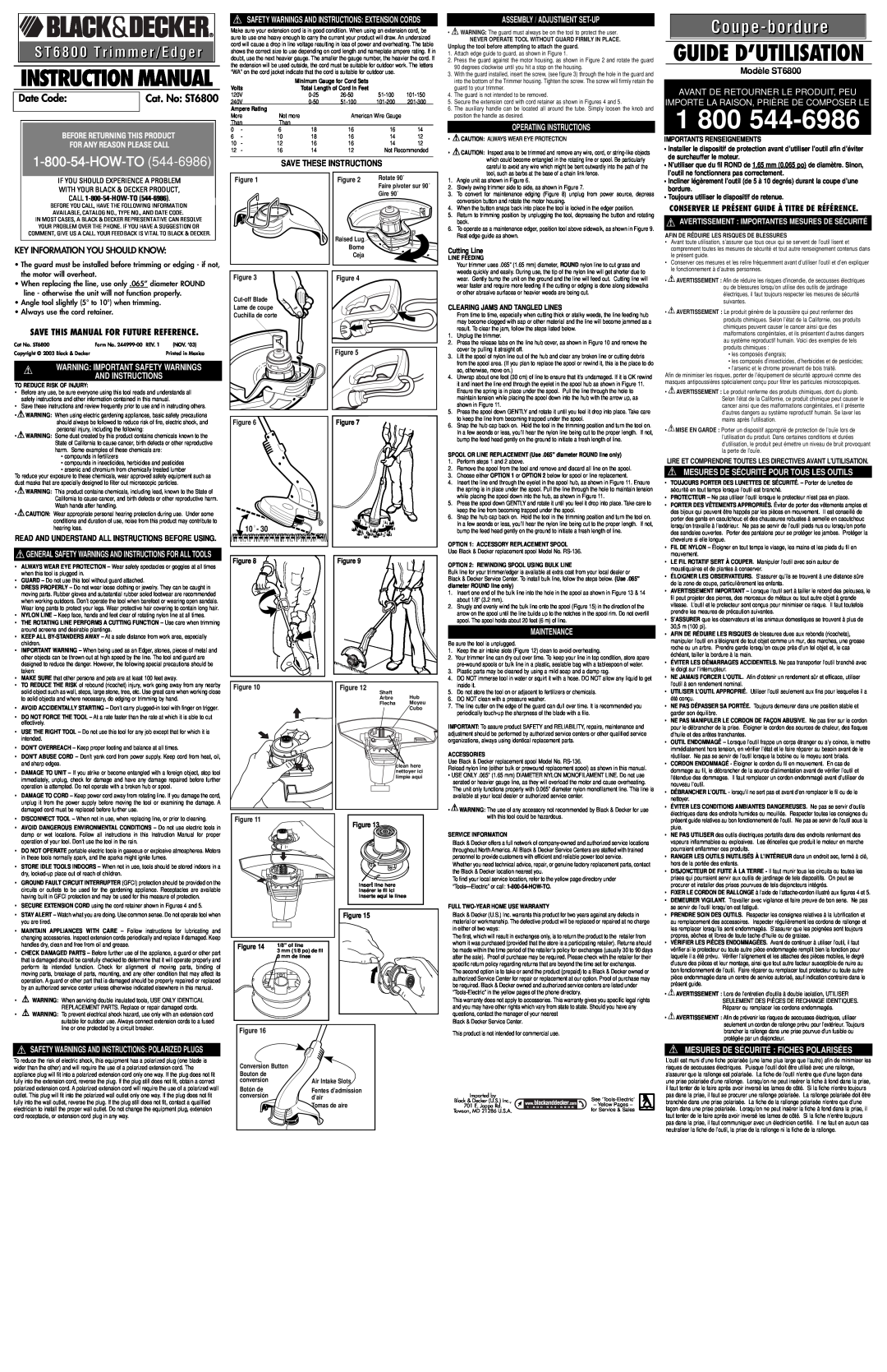 Black & Decker 244999-00 instruction manual Save These Instructions, Assembly / Adjustment Set-Up, Operating Instructions 