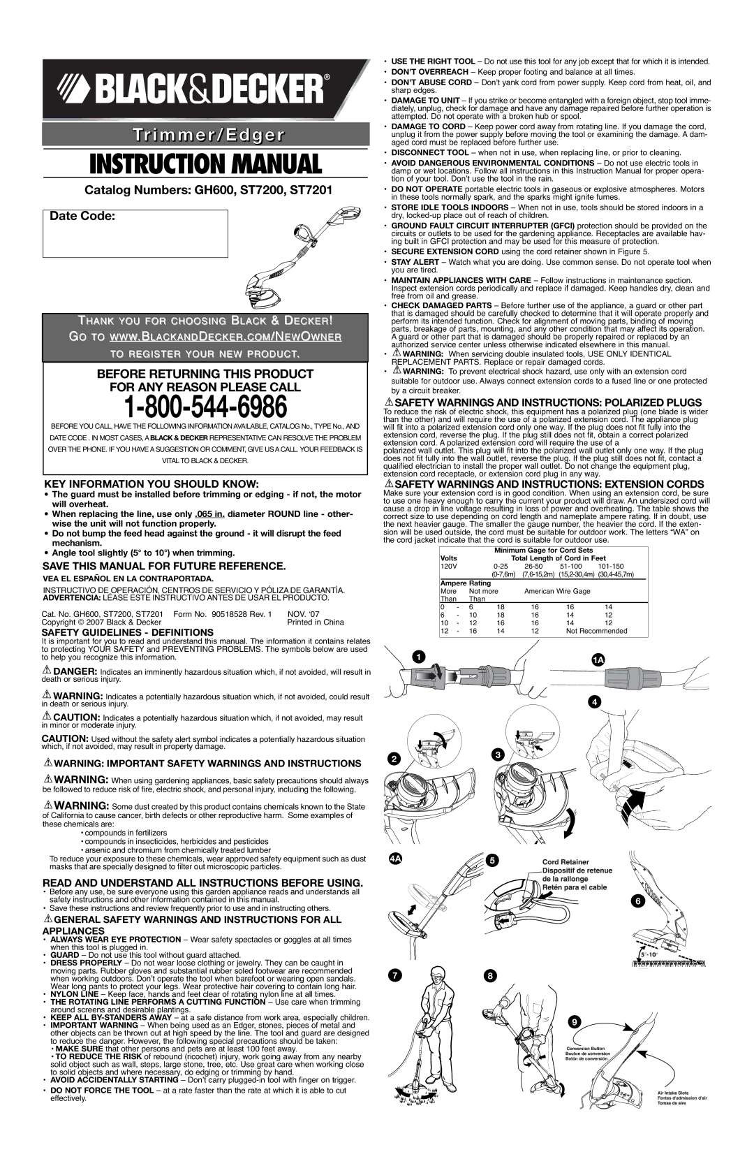 Black & Decker ST7201, ST7200 instruction manual KEY Information YOU should Know, Save this Manual for Future Reference 