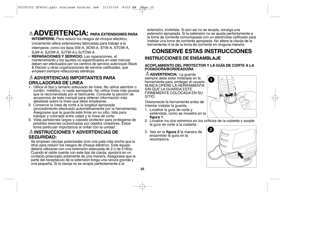 Black & Decker 90556352 Advertencias Importantes Para Orilladoras DE Linea, Instrucciones Y Advertencias DE Seguridad 