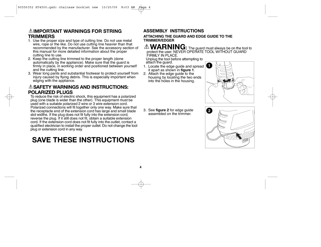 Black & Decker ST7700, 90556352 Assembly Instructions, Attaching the Guard and Edge Guide to the TRIMMER/EDGER 