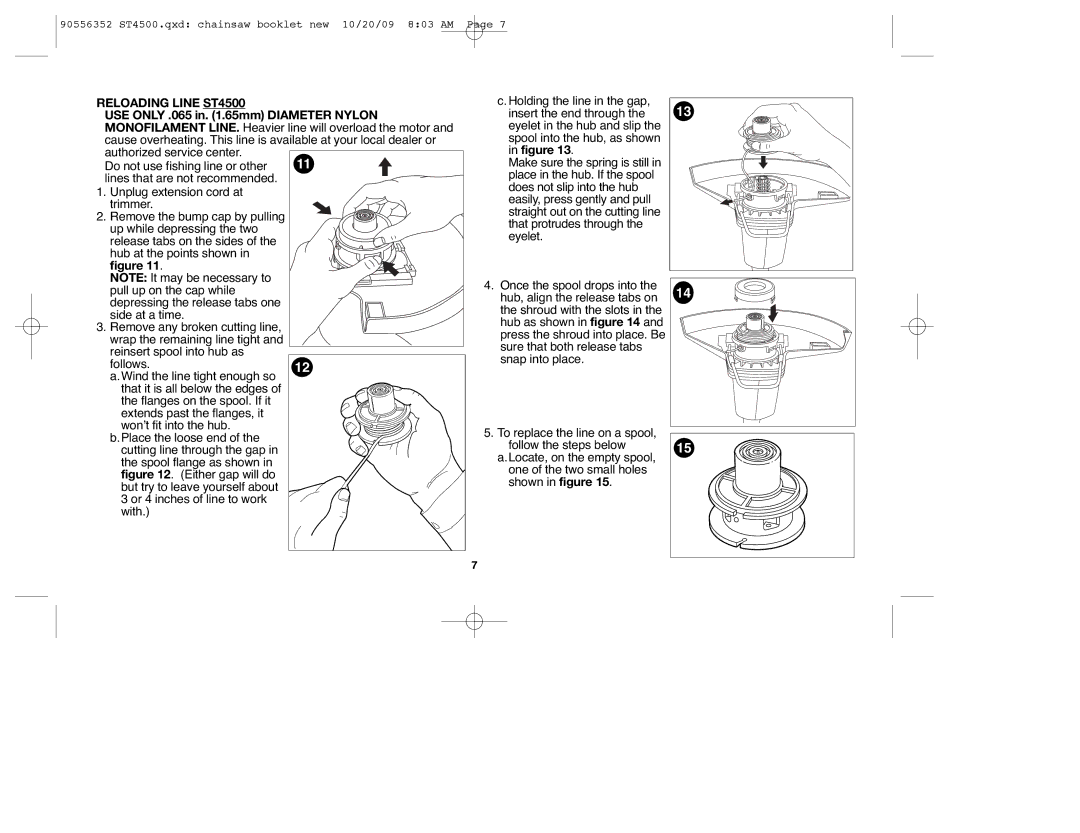 Black & Decker 90556352, ST7700 instruction manual Reloading Line ST4500 