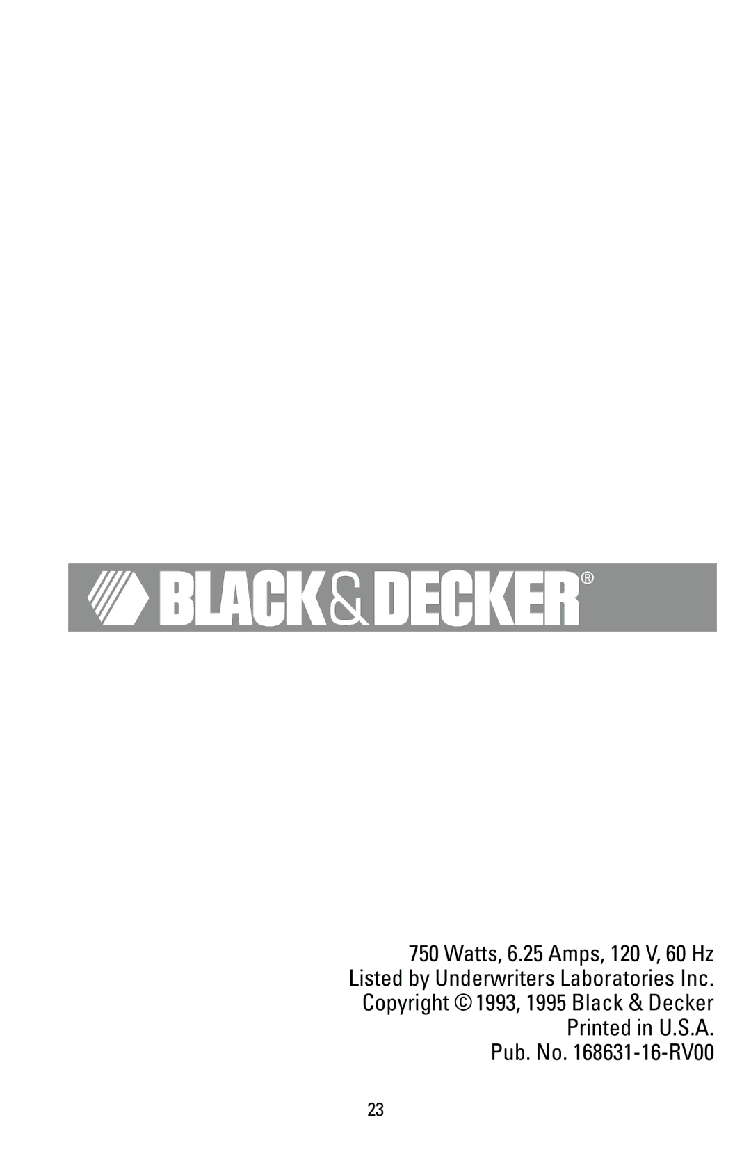 Black & Decker T1000 manual Pub. No -16-RV00 