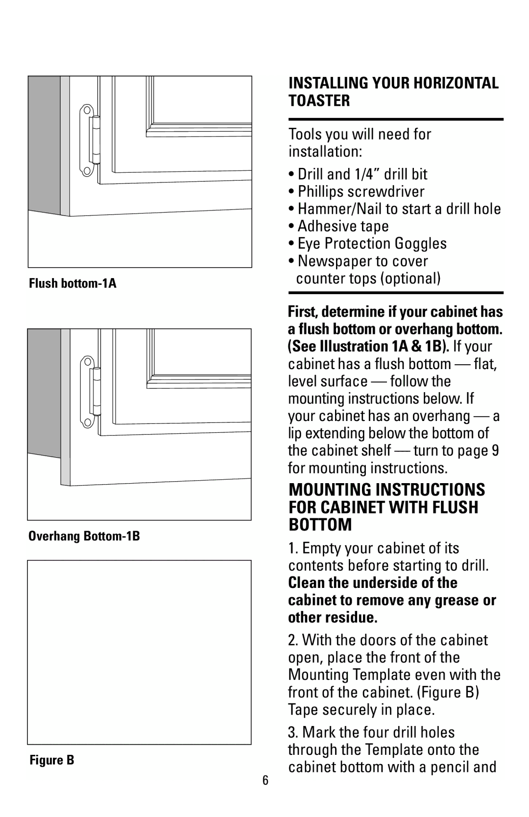 Black & Decker T1000 manual Installing Your Horizontal Toaster, Figure B 