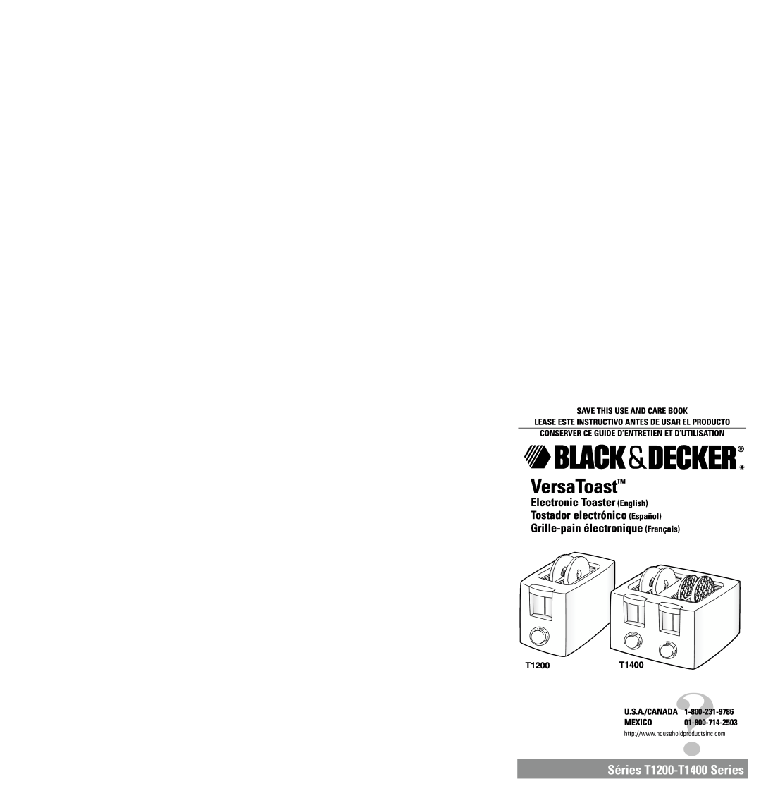 Black & Decker dimensions VersaToast, Séries T1200-T1400 Series, Grille-pain électronique Français, T1200T1400, Mexico 