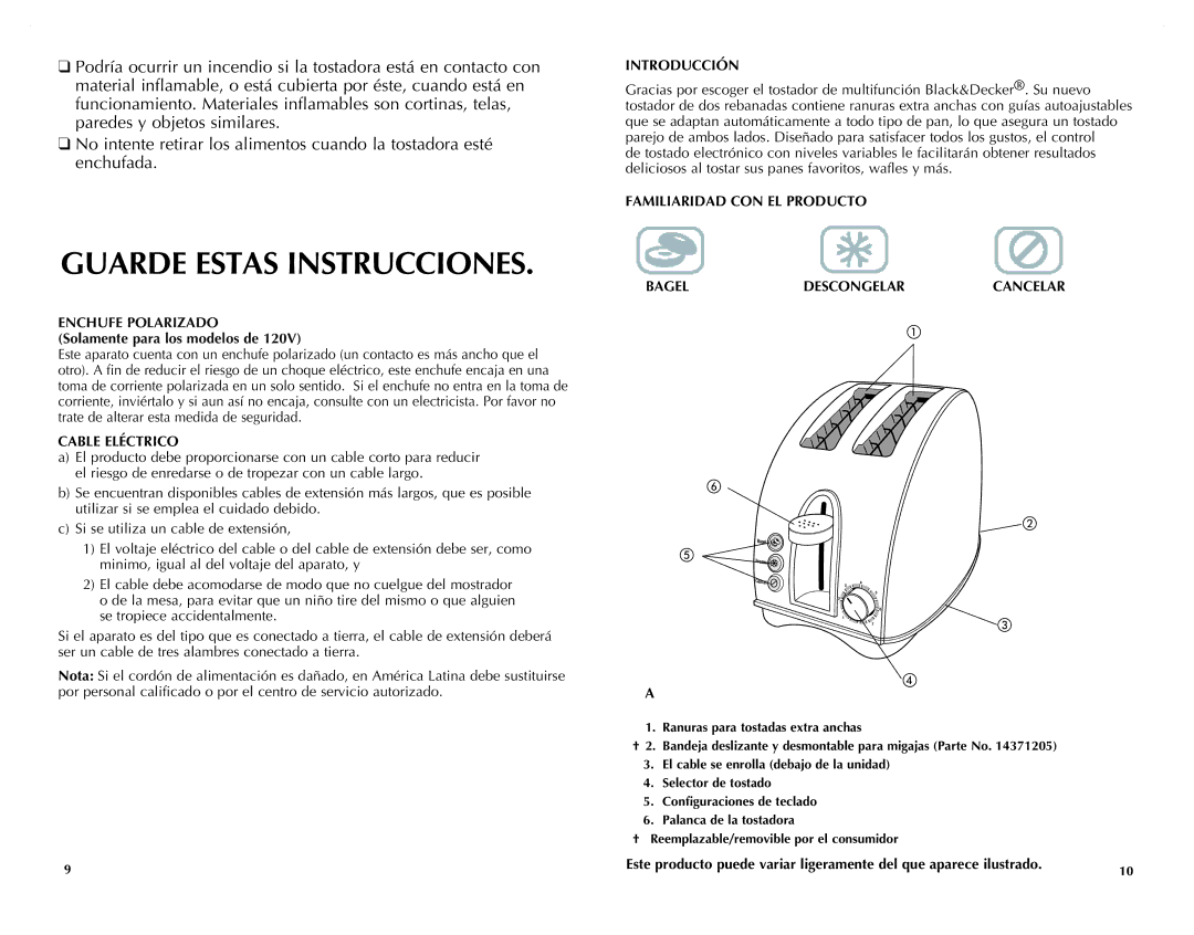 Black & Decker T1700IKT manual Guarde Estas Instrucciones, Cable Eléctrico, Introducción 