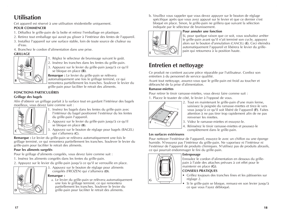 Black & Decker T1700IKT manual Utilisation, Entretien et nettoyage 