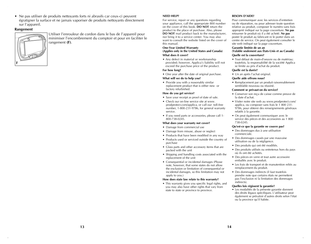 Black & Decker T1900BDC manual Rangement 