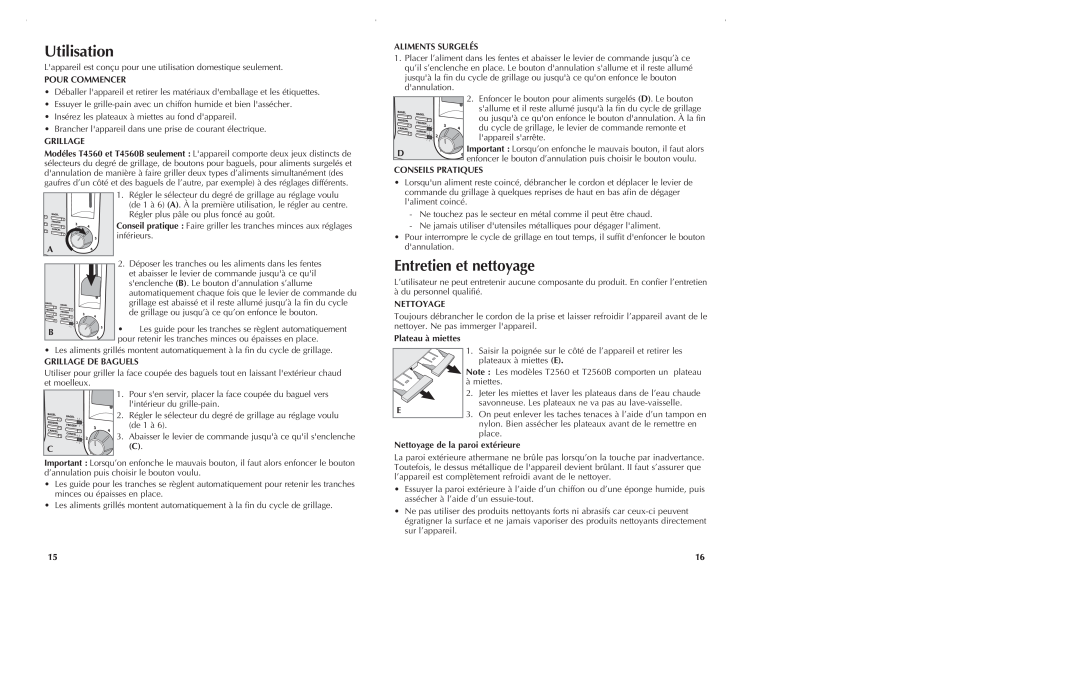 Black & Decker T2560 manual Utilisation, Entretien et nettoyage 