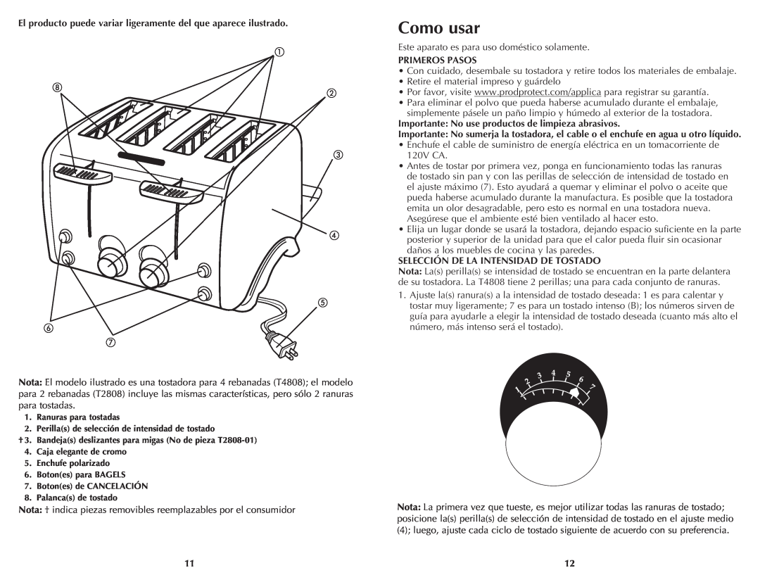 Black & Decker T2808, T4808 manual Como usar, El producto puede variar ligeramente del que aparece ilustrado, Primeros Pasos 