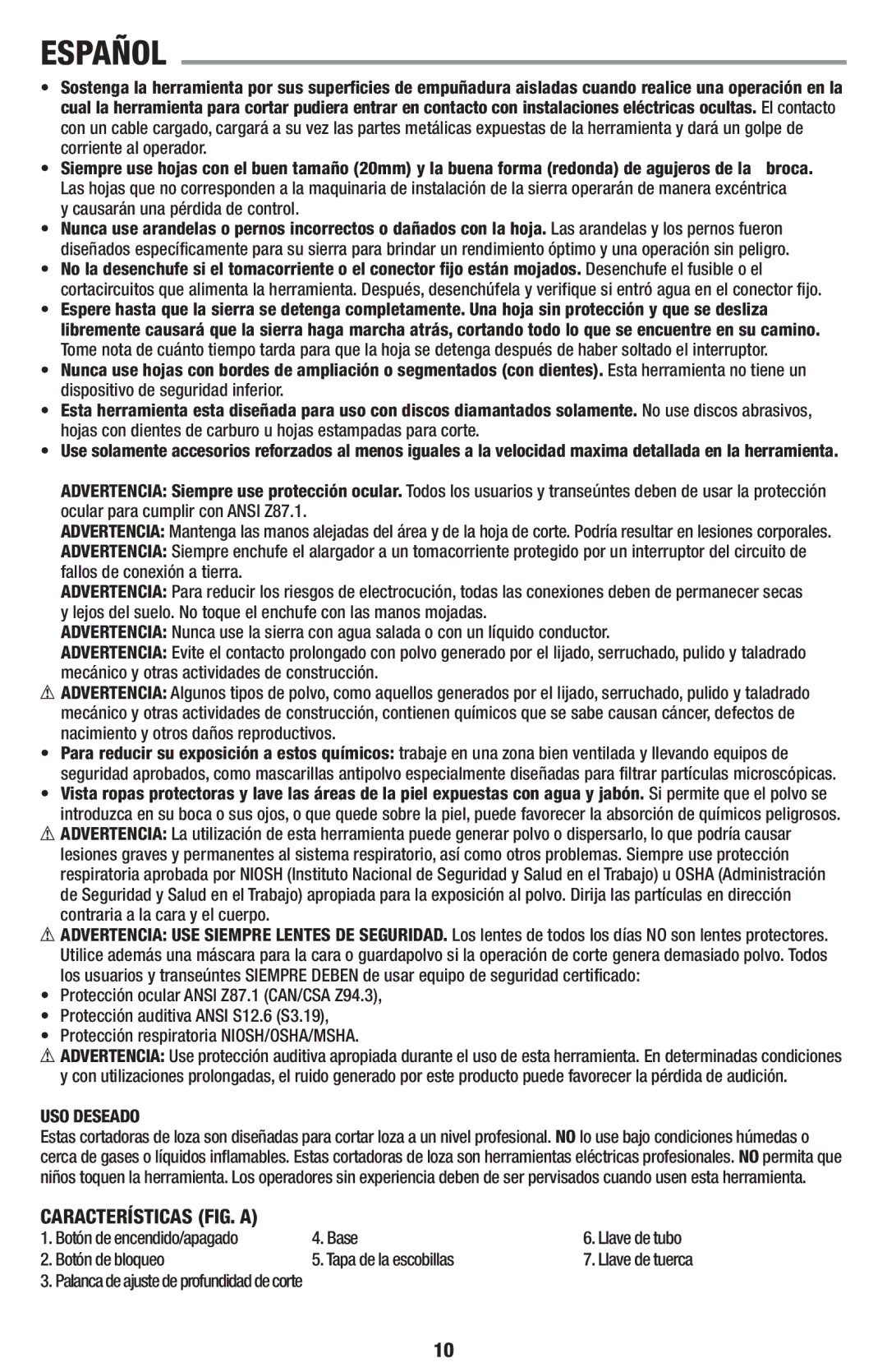 Black & Decker TC1200, TC1100 instruction manual Características FIG. a, Causarán una pérdida de control, USO Deseado 