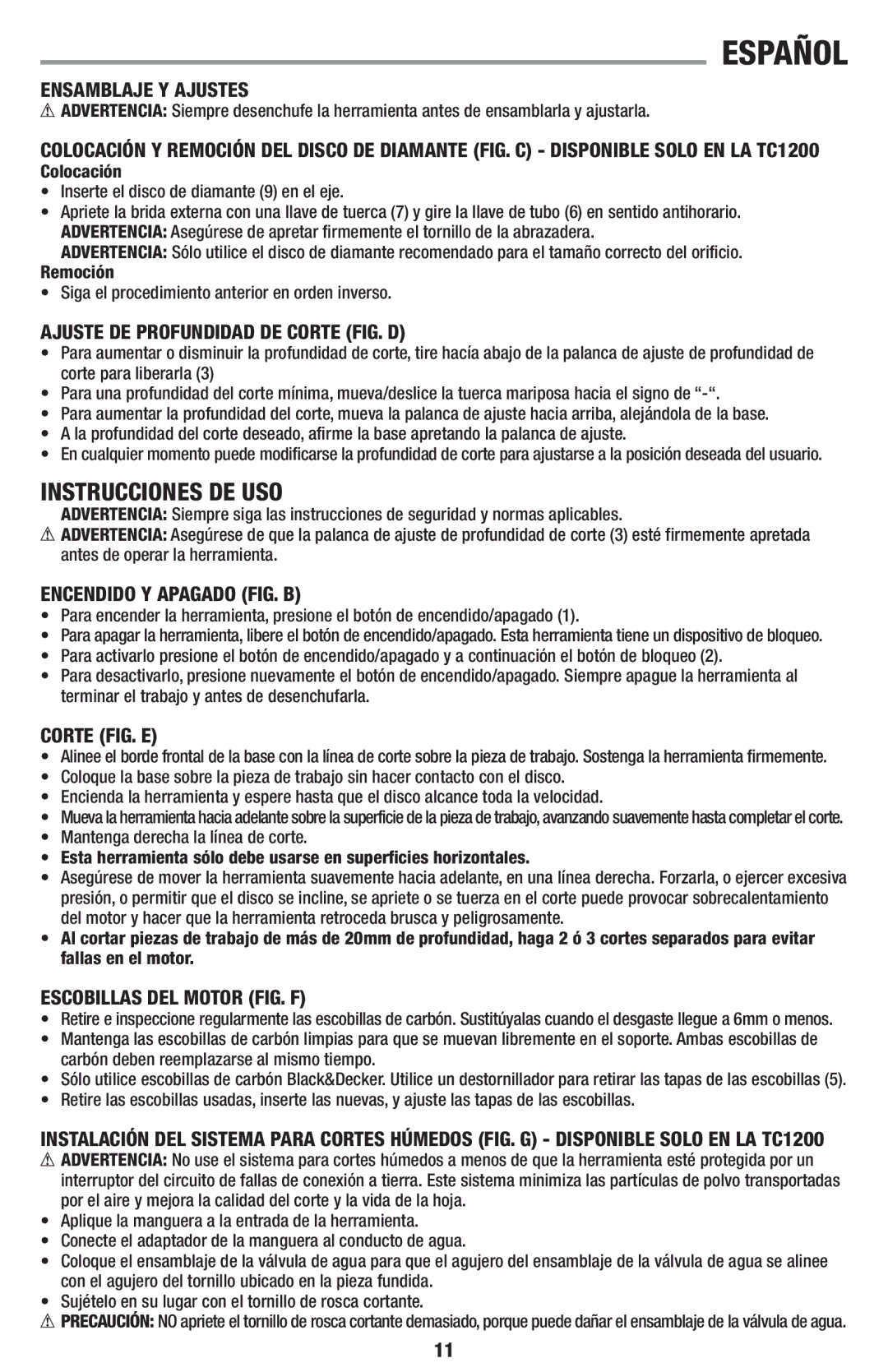 Black & Decker TC1100, TC1200 instruction manual Instrucciones DE USO 