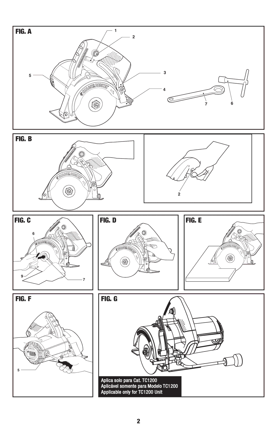 Black & Decker TC1200, TC1100 instruction manual Fig. G 