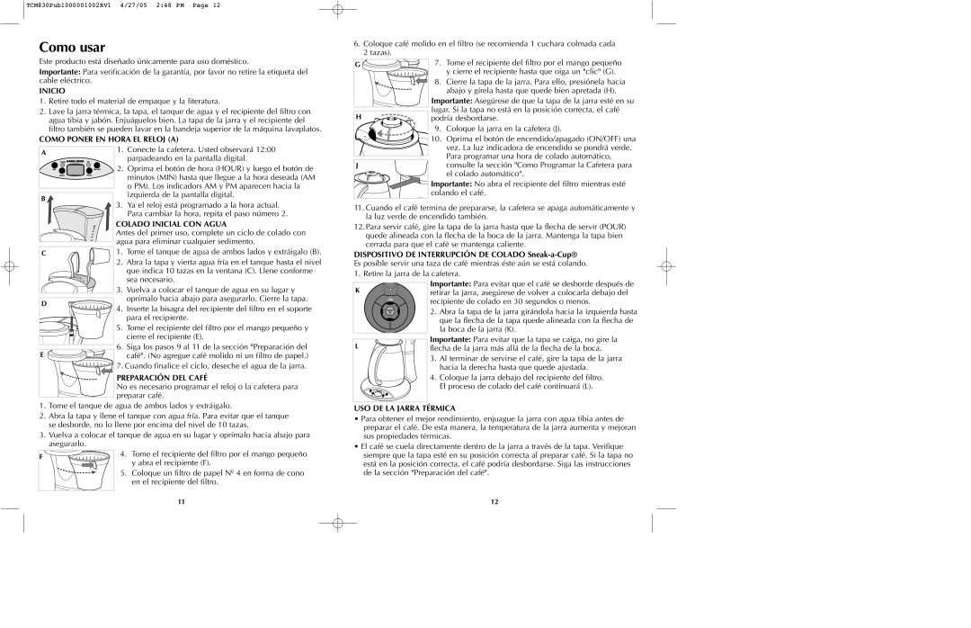 Black & Decker TCM830 manual Como usar 