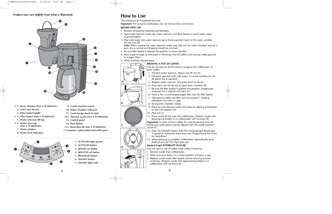 Black & Decker TCMKT850C manual How to Use 
