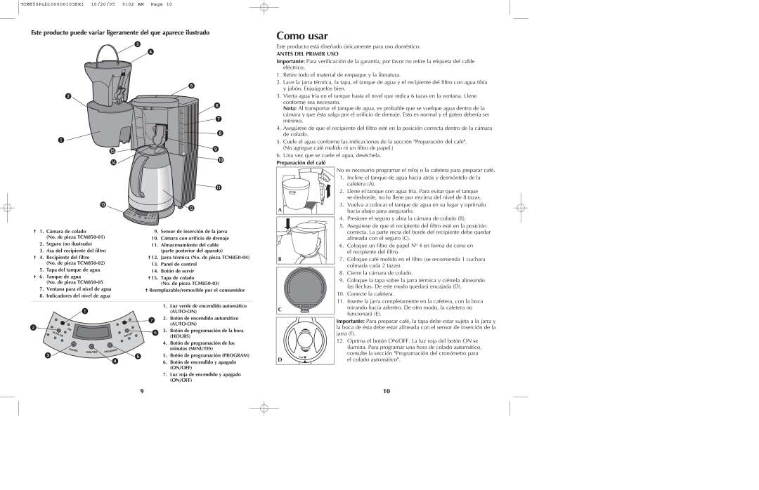 Black & Decker TCMKT850C manual Como usar 