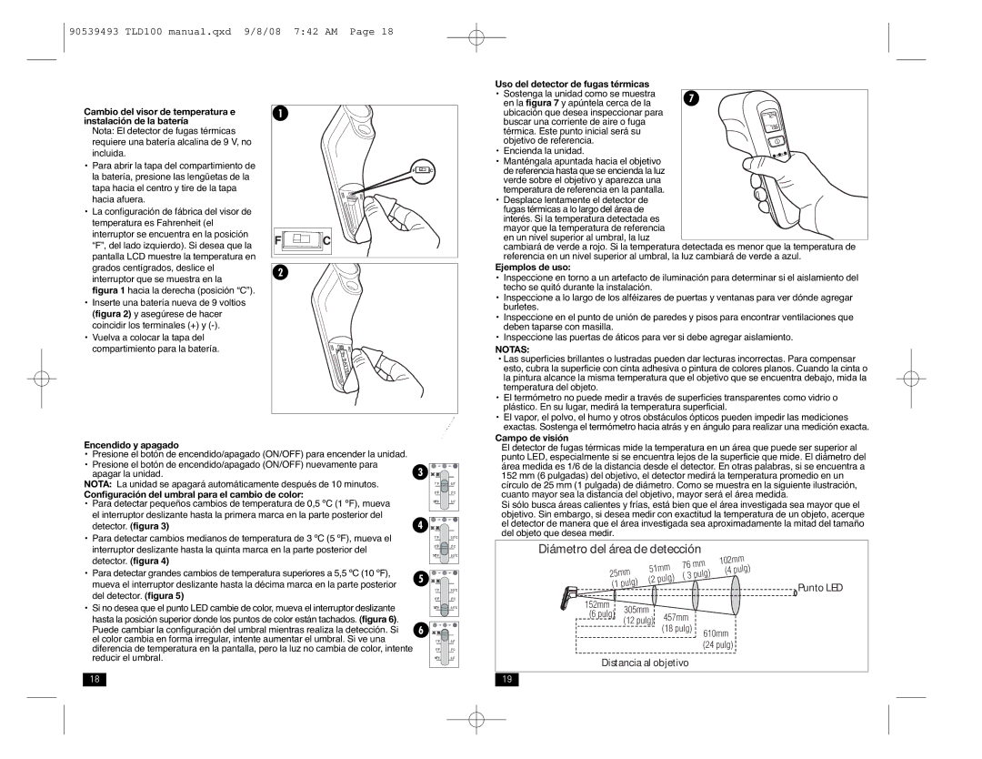 Black & Decker TLD100 instruction manual Operación 