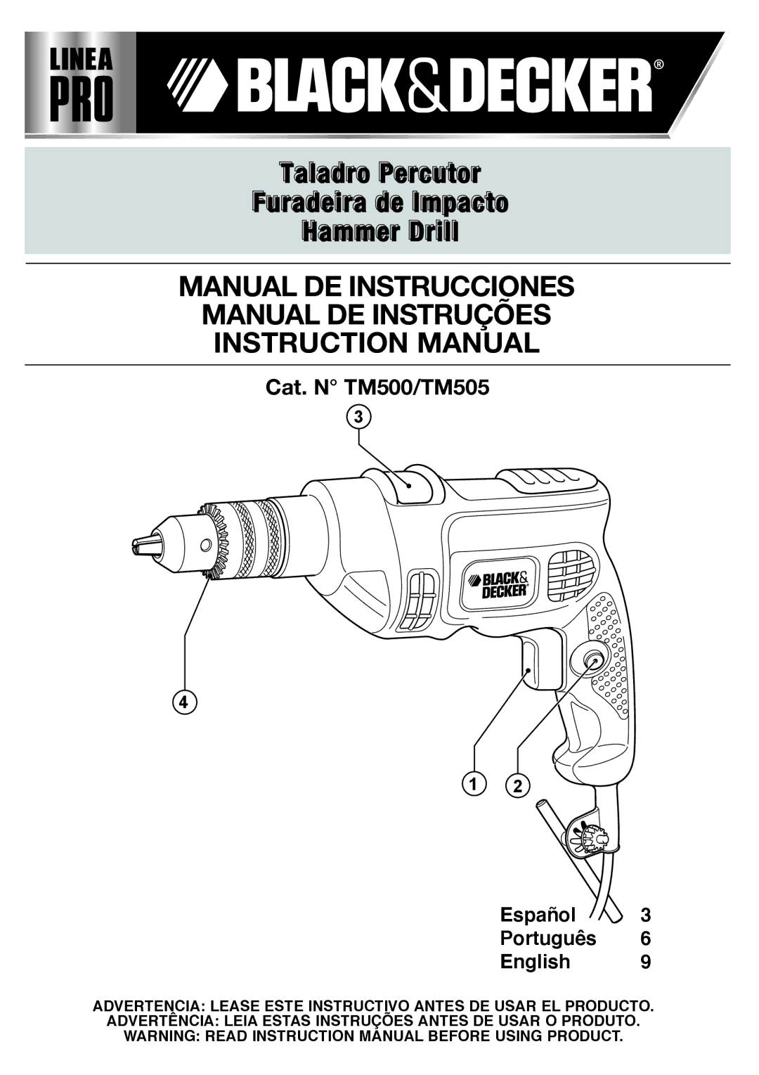 Black & Decker TM505, TM500 instruction manual Manual DE Instrucciones 