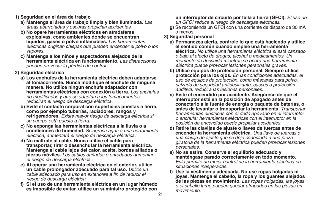 Black & Decker TR116R, TR117 instruction manual Seguridad personal 