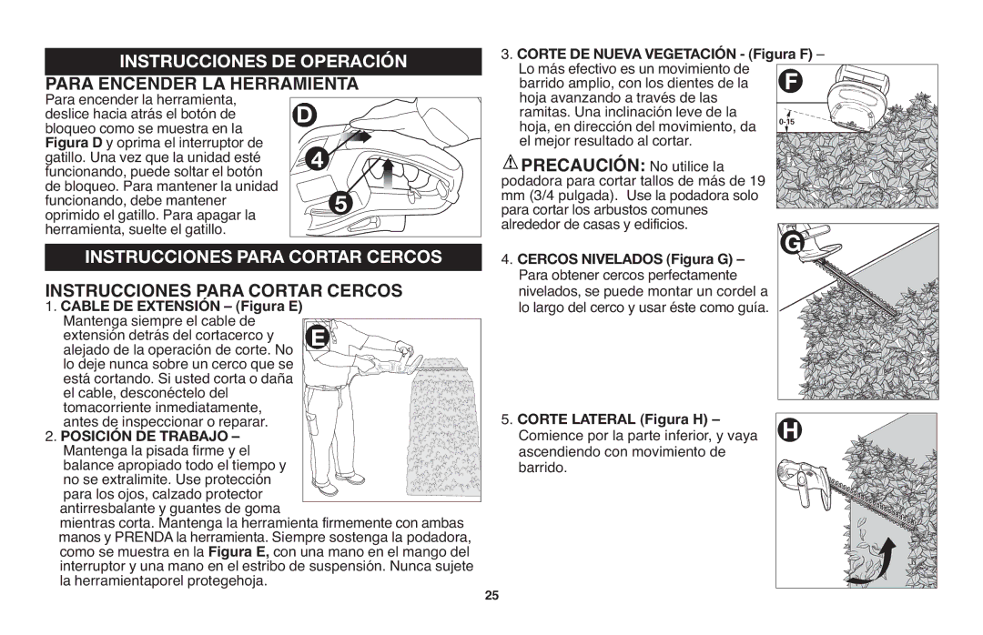 Black & Decker TR117, TR116R instruction manual Instruccion S DE Oper Ción, Instrucciones Para Cortar Cercos 