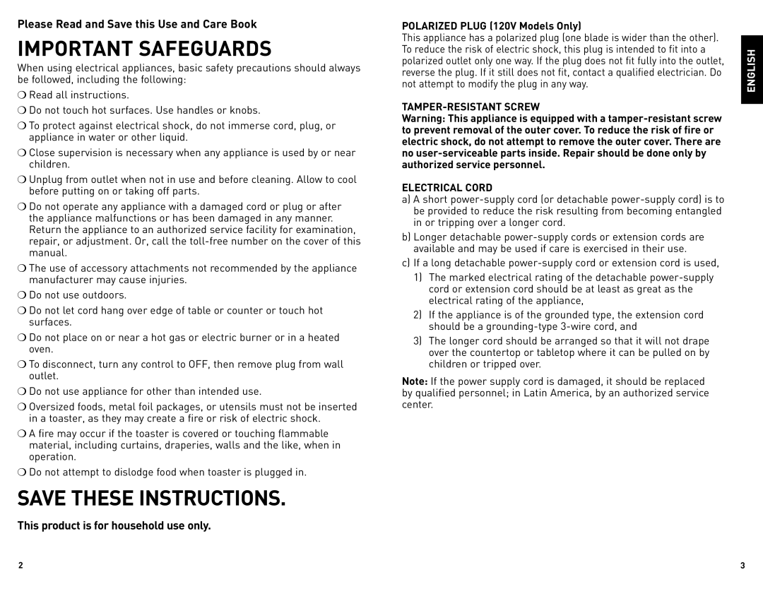 Black & Decker TR1200SB, TR1400SB manual Important Safeguards 