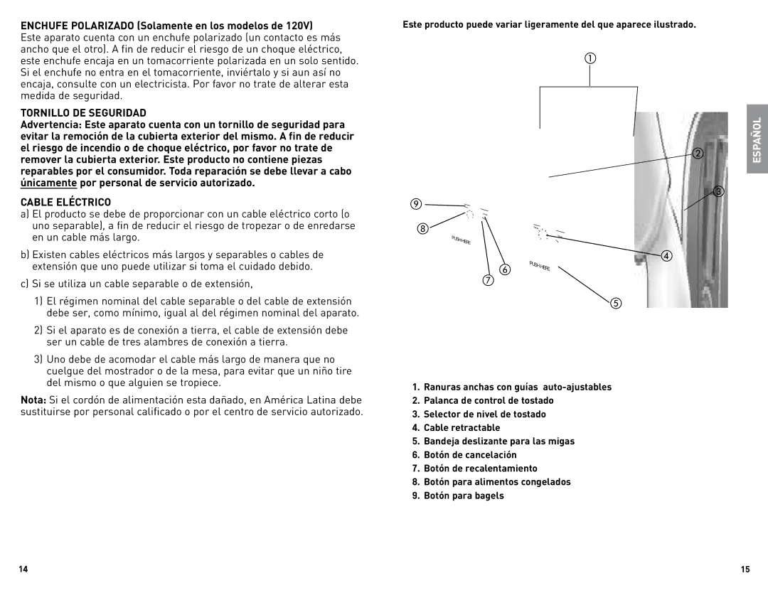 Black & Decker TR1200SB, TR1400SB manual Tornillo DE Seguridad 