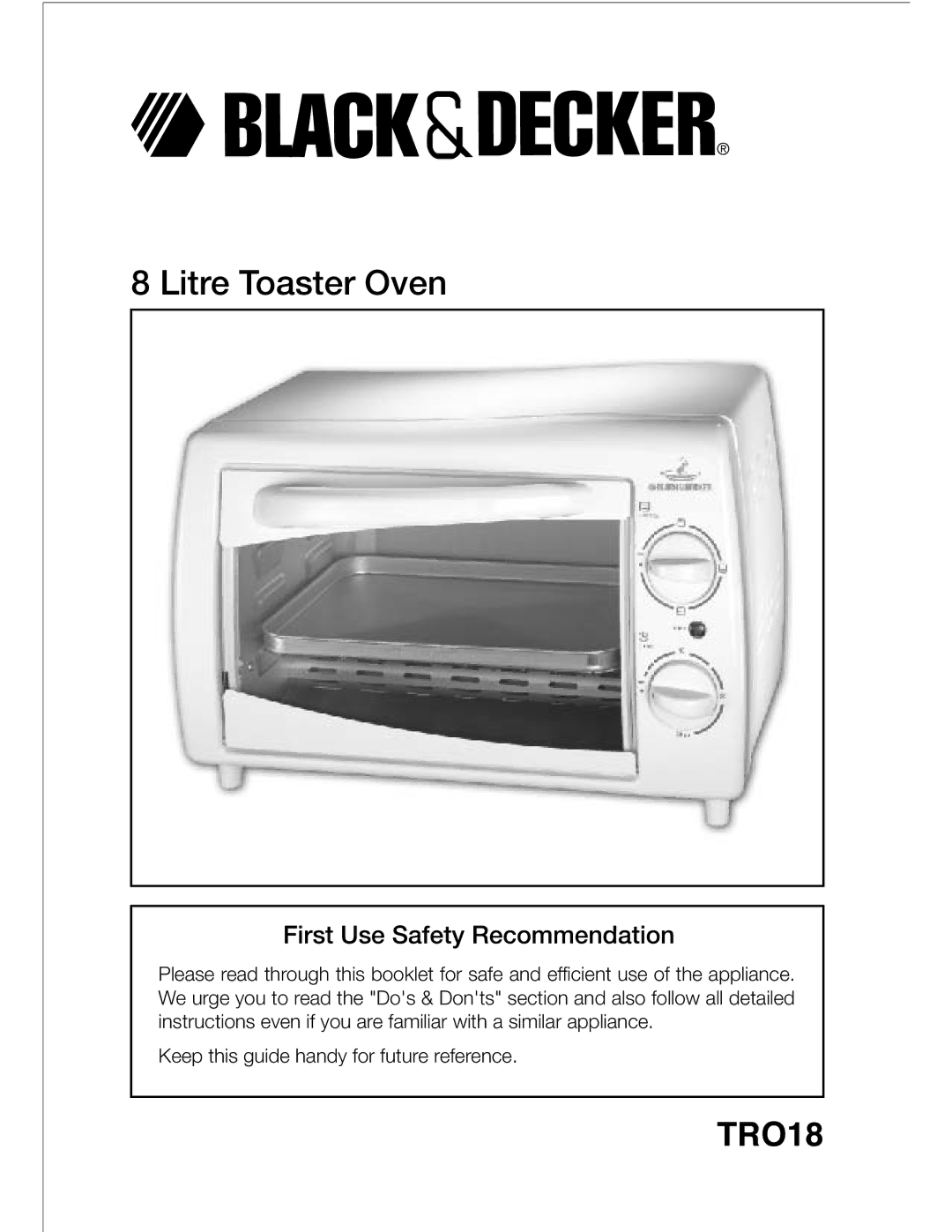 Black & Decker TRO18 manual Litre Toaster Oven 