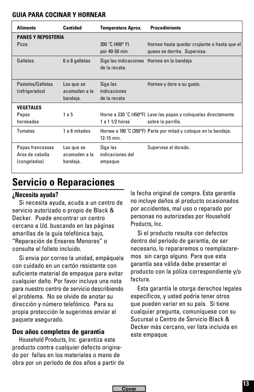 Black & Decker TRO520, TRO220 manual Servicio o Reparaciones, ¿Necesita ayuda?, Dos años completos de garantia 