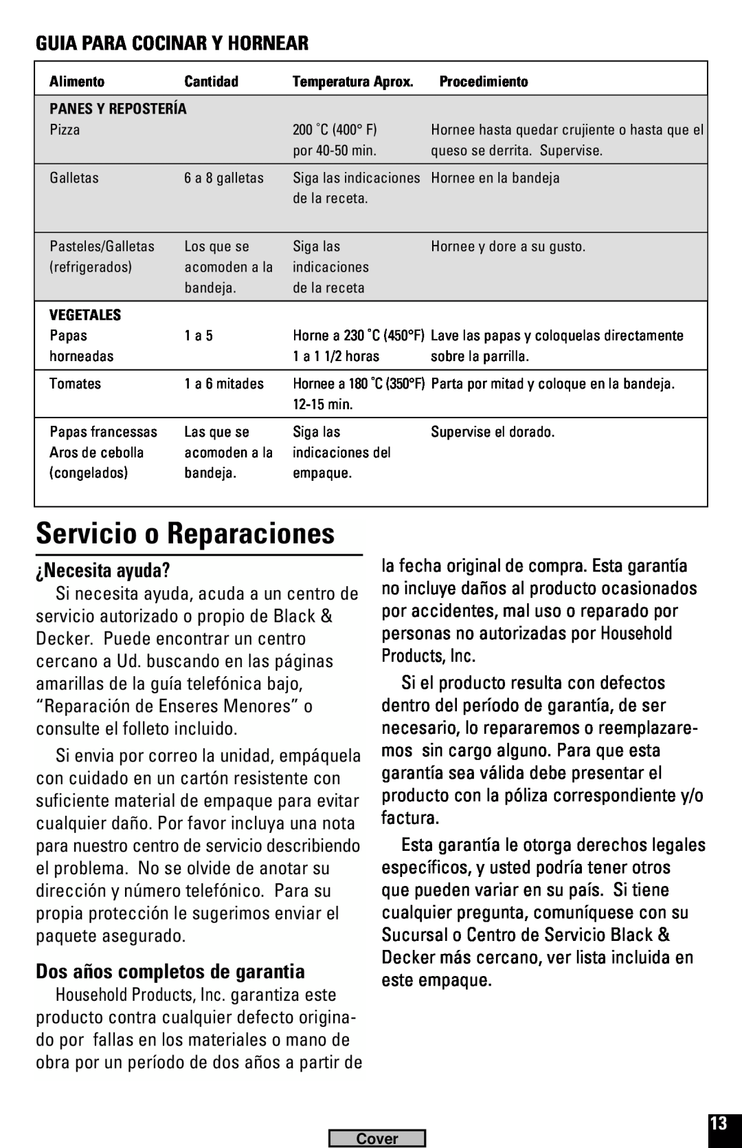 Black & Decker TRO520, TRO220 manual Servicio o Reparaciones, ¿Necesita ayuda?, Dos años completos de garantia 
