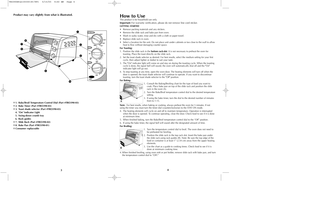 Black & Decker TRO390 Series manual How to Use, Product may vary slightly from what is illustrated, Getting Started 