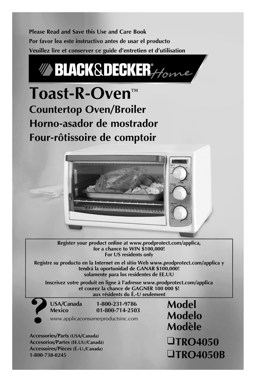 Black & Decker Oven, 288 manual Model Modelo Modèle TRO4050 TRO4050B, Please Read and Save this Use and Care Book 