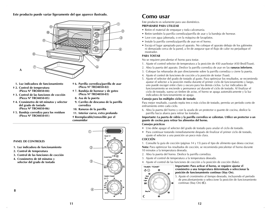 Black & Decker TRO4050B manual Como usar, Este producto puede variar ligeramente del que aparece ilustrado 