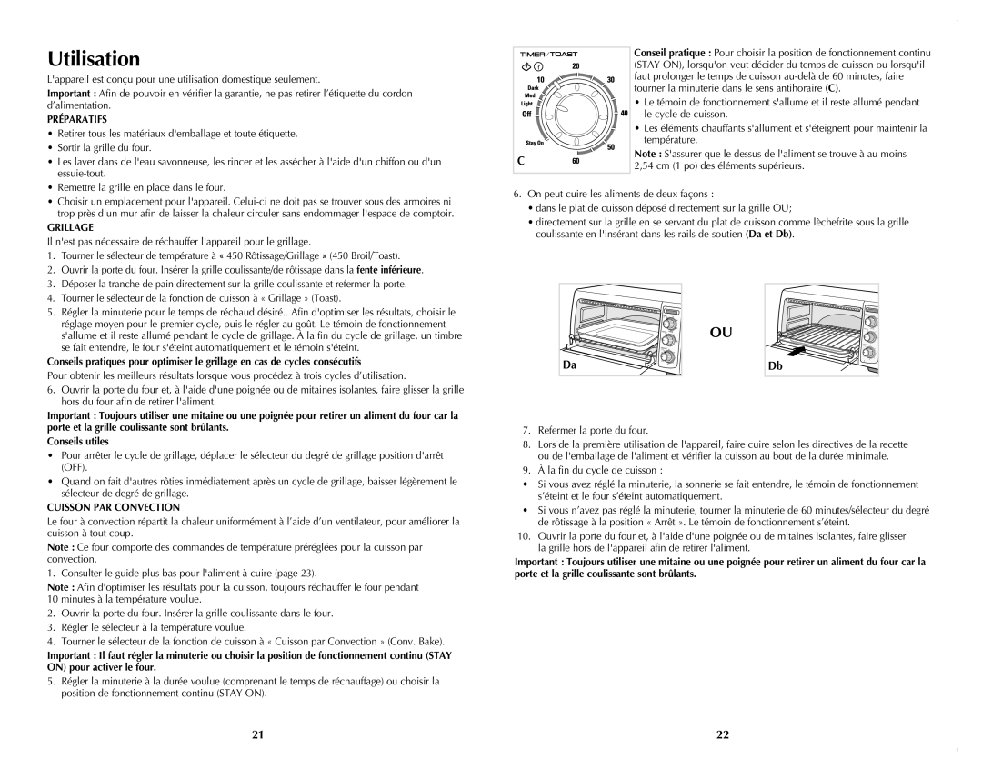 Black & Decker TRO4070B manual Utilisation 