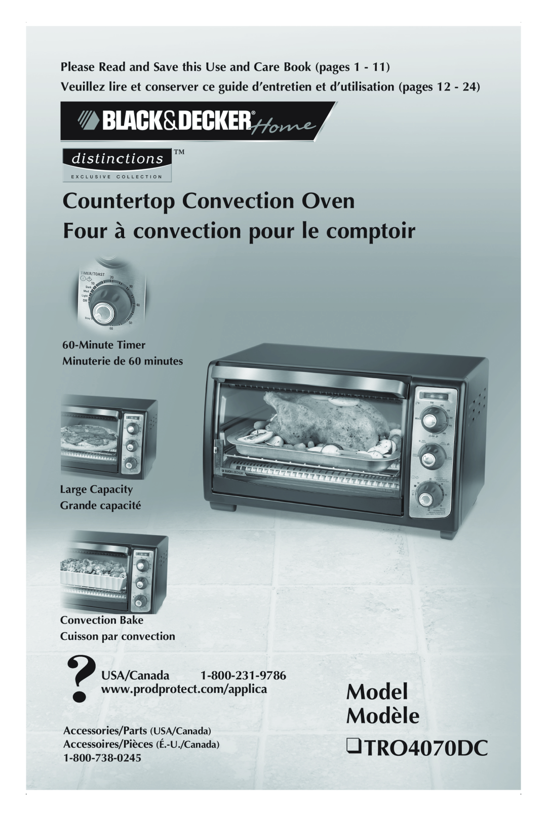 Black & Decker manual Countertop Convection Oven Four à convection pour le comptoir, Model Modèle TRO4070DC 